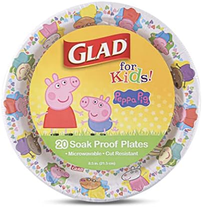 שמח לילדים 8.5 אינץ ' פפה חזיר חברים צלחות נייר, 20 קראט | צלחות נייר חד פעמיות עם דמויות פפה חזיר